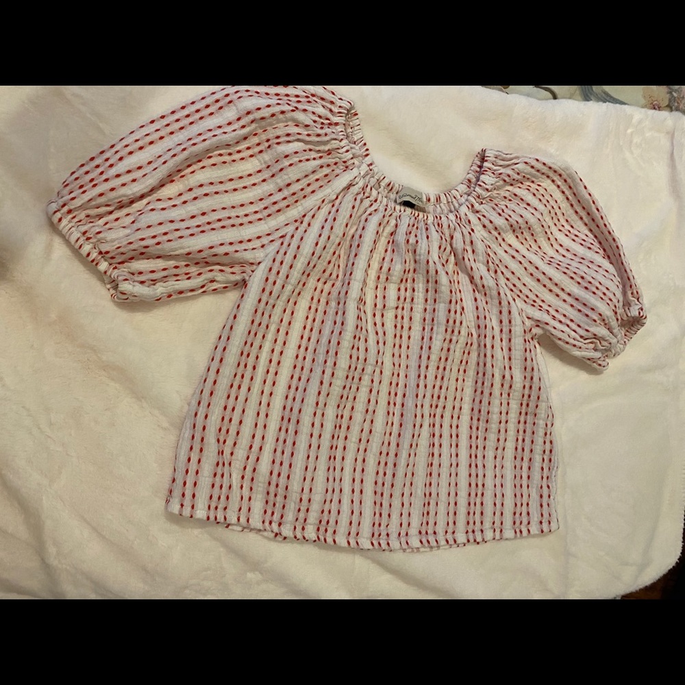 Cropped light puffy arm shirt